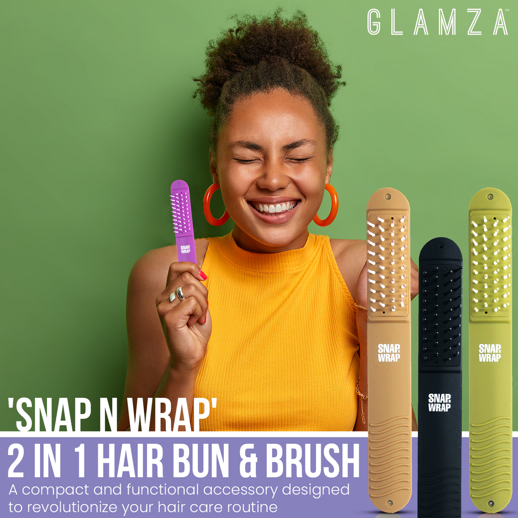 Glamza 'Snap N Wrap' 2 in 1 Hair Bun and Brush