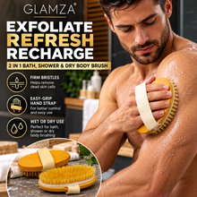 Load image into Gallery viewer, Glamza 2 in 1 Bath &amp; Shower Brush &amp; Dry Skin Body Brush – Hard Bristle Exfoliating Brush 13cm