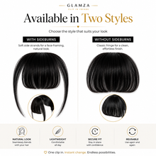 Load image into Gallery viewer, Glamza Clip In Hair Bangs With &amp; Without Sideburns - Thinner Hair