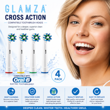 Load image into Gallery viewer, Oral B "Cross Action" Compatible Electric Toothbrush Heads 4 Pack