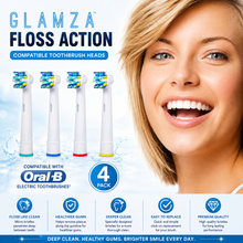 Load image into Gallery viewer, Oral B "Floss Action" Compatible Electric Toothbrush Heads 4 Pack