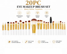 Load image into Gallery viewer, 20pc Professional Eye Makeup Brush Set – White &amp; Gold