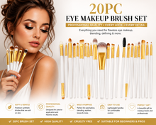 Load image into Gallery viewer, 20pc Professional Eye Makeup Brush Set – White &amp; Gold
