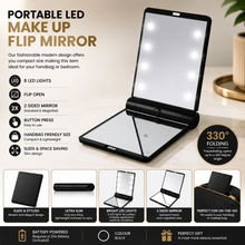 Load image into Gallery viewer, Glamza Portable LED Make Up Flip Mirror – Compact, Stylish &amp; Handbag Friendly