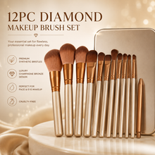 Load image into Gallery viewer, 12pc Bronze Makeup Brush Set in Silver Metallic Case