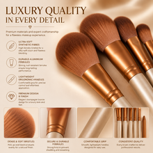 Load image into Gallery viewer, 12pc Bronze Makeup Brush Set in Silver Metallic Case