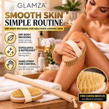 Load image into Gallery viewer, Glamza Long Handle Bath &amp; Shower Brush &amp; Dry Body Brush – 49cm Beechwood Back Scrubber