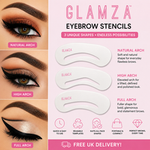 Load image into Gallery viewer, Glamza Eyebrow Stencils 3, 6 or 9 Pack