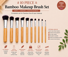 Load image into Gallery viewer, Bamboo Makeup Brush Set – 10-Piece or 6-Piece with Eco-Friendly Carry Bag FREE UK Postage!