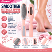 Load image into Gallery viewer, Glamza Pedicure Foot File – 2-in-1 Stainless Steel Foot &amp; Toenail File – Coral