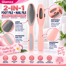 Load image into Gallery viewer, Glamza Pedicure Foot File – 2-in-1 Stainless Steel Foot &amp; Toenail File – Coral