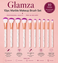 Load image into Gallery viewer, Glamza 10pc Marble Makeup Brush Set