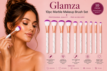 Load image into Gallery viewer, Glamza 10pc Marble Makeup Brush Set