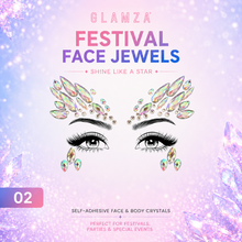 Load image into Gallery viewer, Glamza Festival Face Jewels | Self-Adhesive Face &amp; Body Crystals