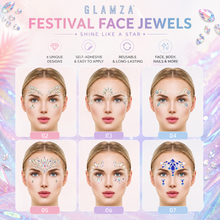 Load image into Gallery viewer, Glamza Festival Face Jewels | Self-Adhesive Face &amp; Body Crystals