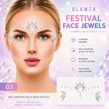 Load image into Gallery viewer, Glamza Festival Face Jewels | Self-Adhesive Face &amp; Body Crystals