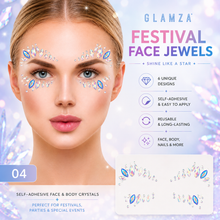 Load image into Gallery viewer, Glamza Festival Face Jewels | Self-Adhesive Face &amp; Body Crystals