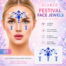 Load image into Gallery viewer, Glamza Festival Face Jewels | Self-Adhesive Face &amp; Body Crystals