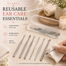 Load image into Gallery viewer, Glamza 6 Piece Stainless Steel Ear Wax Removal Kit with Portable Case