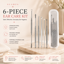 Load image into Gallery viewer, Glamza 6 Piece Stainless Steel Ear Wax Removal Kit with Portable Case