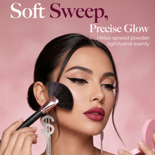 Load image into Gallery viewer, Large Fan Makeup Brush – Black with Rose Gold - Free UK Postage