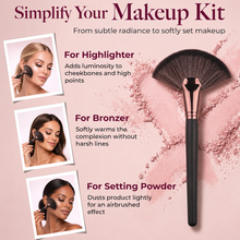 Load image into Gallery viewer, Large Fan Makeup Brush – Black with Rose Gold - Free UK Postage