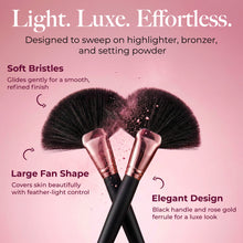 Load image into Gallery viewer, Large Fan Makeup Brush – Black with Rose Gold - Free UK Postage