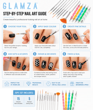 Load image into Gallery viewer, Glamza 20pc Nail Art Brushes &amp; Dotting Set | Professional Nail Art Kit | Free UK Delivery