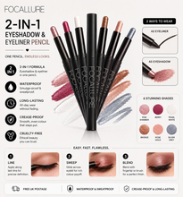 Load image into Gallery viewer, Focallure 2-in-1 Eyeshadow Eyeliner Pencil – Cruelty Free, Waterproof, Crease-Proof - Free UK Postage