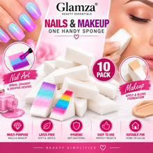 Load image into Gallery viewer, Glamza Nail Art &amp; Makeup Sponges – 10 Pack Latex-Free Cosmetic Wedges