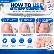 Load image into Gallery viewer, Glamza Double Ended Ingrown Toenail Corrector &amp; Lifter Tool – Stainless Steel Nail Cleaner