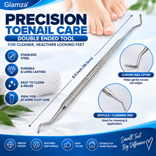 Load image into Gallery viewer, Glamza Double Ended Ingrown Toenail Corrector &amp; Lifter Tool – Stainless Steel Nail Cleaner