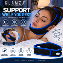 Load image into Gallery viewer, Glamza Adjustable Anti-Snore Chin Strap – Breathable Night Time Jaw Support for Men &amp; Women