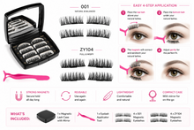 Load image into Gallery viewer, Glamza Magnetic False Eyelashes in Case with Mirror &amp; Applicator – Reusable, Easy-to-Apply, Glue-Free Lashes
