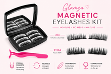 Load image into Gallery viewer, Glamza Magnetic False Eyelashes in Case with Mirror &amp; Applicator – Reusable, Easy-to-Apply, Glue-Free Lashes