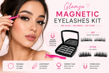 Load image into Gallery viewer, Glamza Magnetic False Eyelashes in Case with Mirror &amp; Applicator – Reusable, Easy-to-Apply, Glue-Free Lashes