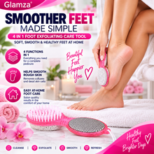 Load image into Gallery viewer, Glamza 4-in-1 Foot Exfoliating Pedicure Tool – Callus Remover, Foot File, Pumice Stone &amp; Cleaning Brush