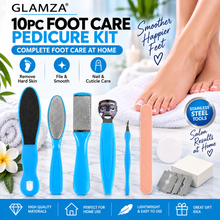 Load image into Gallery viewer, Glamza 10pc Foot Care Pedicure Kit – Callus Remover, Foot Files &amp; Nail Care Set