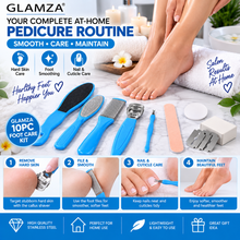Load image into Gallery viewer, Glamza 10pc Foot Care Pedicure Kit – Callus Remover, Foot Files &amp; Nail Care Set