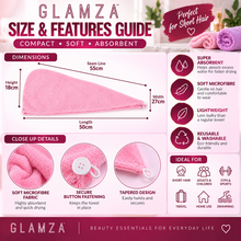 Load image into Gallery viewer, Glamza Microfibre Rapid Dry Hair Towel - Short Hair