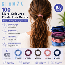 Load image into Gallery viewer, 100 Multi Coloured Elasticated Hair Bands