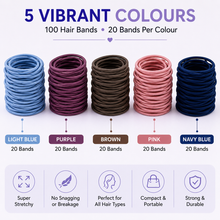 Load image into Gallery viewer, 100 Multi Coloured Elasticated Hair Bands