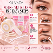 Load image into Gallery viewer, Glamza Double Eyelid Lifting Tape – Self-Adhesive Clear Beige Eyelid Strips with Applicator Fork