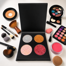 Load image into Gallery viewer, 4pc Slim Handbag Glitter Eyeshadow Palette with Magnetic Flip-Top Closure