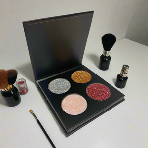 4pc Slim Handbag Glitter Eyeshadow Palette with Magnetic Flip-Top Closure