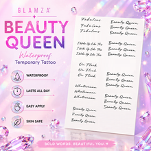 Load image into Gallery viewer, 100 Waterproof Eyebrow &amp; Body Tattoos – Long-Lasting Temporary Tattoo Words - 10 Sheets with Free UK Postage