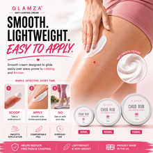 Load image into Gallery viewer, Glamza Chub Rub Anti-Chafing Cream in 50ml, 100ml &amp; 150ml with Aloe Vera - Full Body Solution for Sports, Running, Hand and Feet