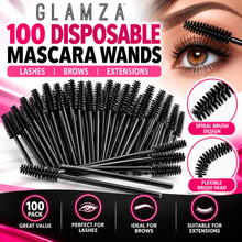 Load image into Gallery viewer, Glamza Disposable Mascara Wands x100 – Eyelash &amp; Eyebrow Spoolie Brushes