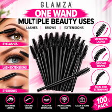 Load image into Gallery viewer, Glamza Disposable Mascara Wands x100 – Eyelash &amp; Eyebrow Spoolie Brushes