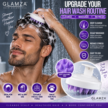Load image into Gallery viewer, Glamza Silicone Scalp Massager &amp; Shampoo Brush – Wet &amp; Dry Hair Washing Brush – Men, Women &amp; Pets